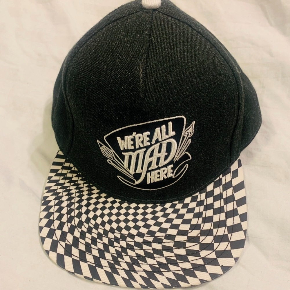 Disney Alice Wonderland Unisex SnapBack Hat "We're all Mad Here" Checkerboard OS
